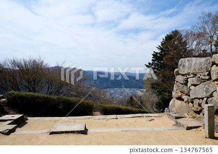 Takahashi City, Okayama Prefecture_View from the ruins of the Ninomaru bailey of Bitchu Matsuyama Castle 4_March 2025 134767565