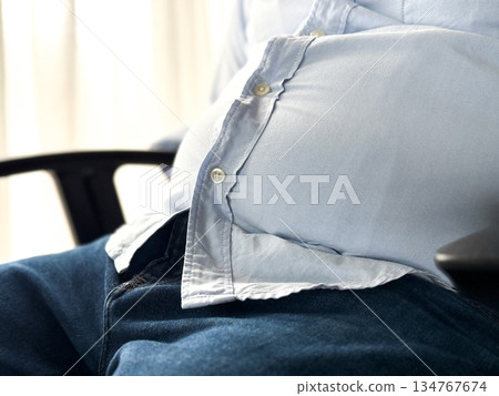 Obese middle-aged man Obese middle-aged man 134767674