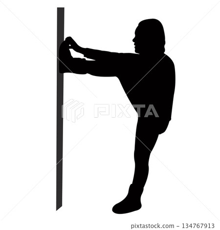 a child climbing the wall, silhouette vector 134767913