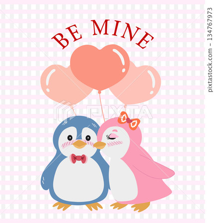 valentines day penguin couple love kiss cute cartoon flat vector illustration valentines day penguin couple love kiss cute cartoon flat vector illustration 134767973