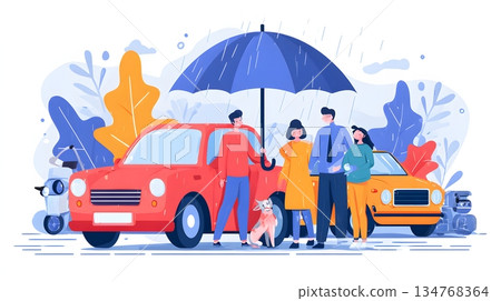 Comprehensive car insurance coverage concept illustration 134768364