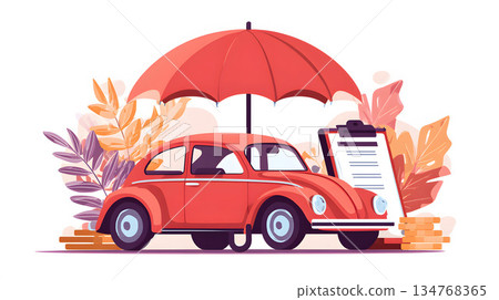 Comprehensive car insurance coverage concept illustration 134768365