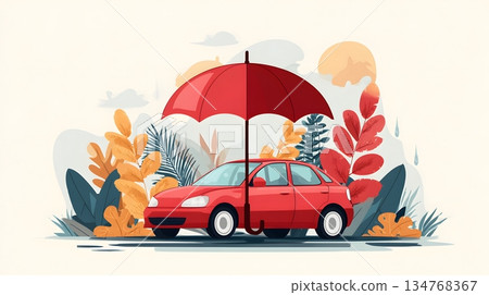 Comprehensive car insurance coverage concept illustration 134768367