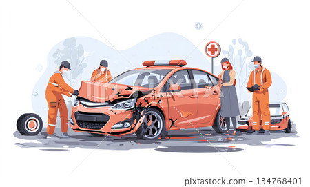 Emergency car accident assistance insurance visual 134768401