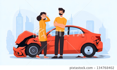 Emergency car accident assistance insurance visual 134768402