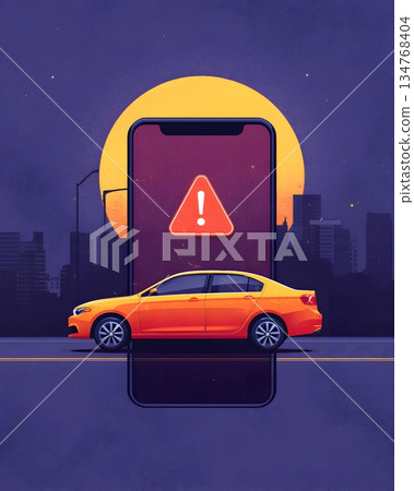 Vertical auto insurance app notification illustration Vertical auto insurance app notification illustration 134768404