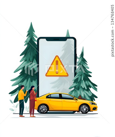 Vertical auto insurance app notification illustration Vertical auto insurance app notification illustration 134768405