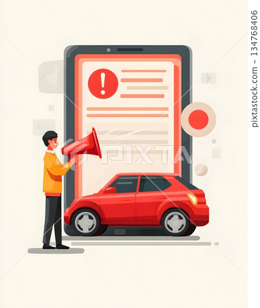 Vertical auto insurance app notification illustration Vertical auto insurance app notification illustration 134768406