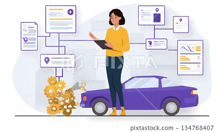 Auto insurance claim workflow visualization 134768407