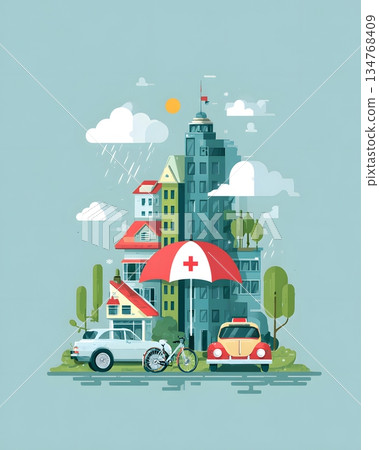 Vertical modern flat style insurance service background Vertical modern flat style insurance service background 134768409
