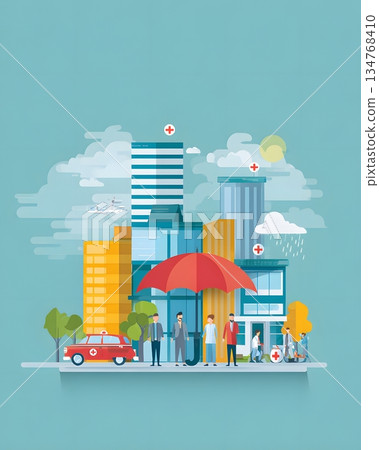Vertical modern flat style insurance service background 134768410