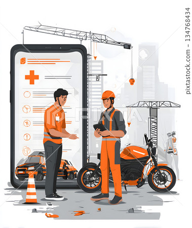 Vertical accident report submission via mobile app Vertical accident report submission via mobile app 134768434