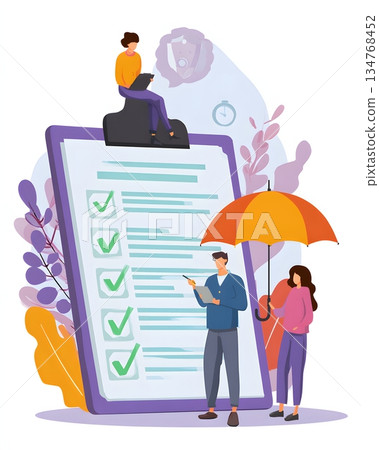 Vertical insurance claim status update illustration Vertical insurance claim status update illustration 134768452