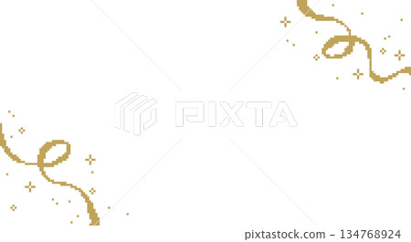 Simple and stylish dot art gold ribbon background decoration illustration frame pixel decoration 134768924