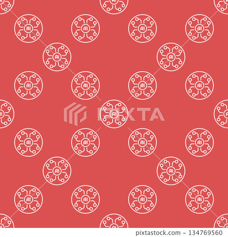 AI technology vector Artificial Intelligence thin line round seamless pattern AI technology vector Artificial Intelligence thin line round seamless pattern 134769560