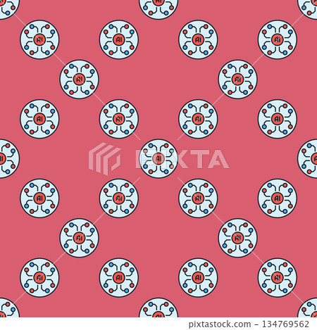 Artificial Intelligence technology vector AI colored round seamless pattern Artificial Intelligence technology vector AI colored round seamless pattern 134769562