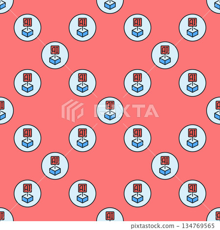 Artificial Intelligence Block vector AI technology colored round seamless pattern Artificial Intelligence Block vector AI technology colored round seamless pattern 134769565