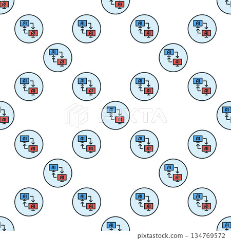 Artificial Intelligence Computers vector AI Online Data colored round seamless pattern Artificial Intelligence Computers vector AI Online Data colored round seamless pattern 134769572