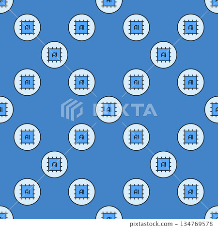 Artificial Intelligence CPU vector AI Chip round colored seamless pattern Artificial Intelligence CPU vector AI Chip round colored seamless pattern 134769578