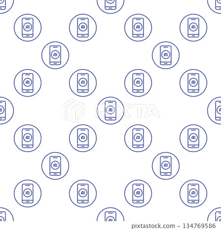 Smartphone with AI vector Artificial Intelligence technology round seamless pattern in outline style Smartphone with AI vector Artificial Intelligence technology round seamless pattern in outline style 134769586