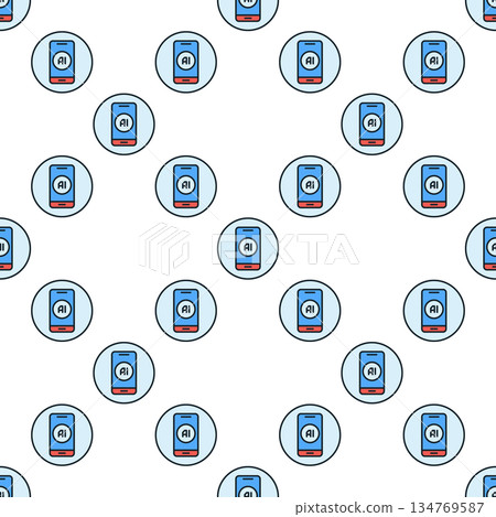 Smartphone with Artificial Intelligence vector Artificial Intelligence round colored seamless pattern Smartphone with Artificial Intelligence vector Artificial Intelligence round colored seamless pattern 134769587