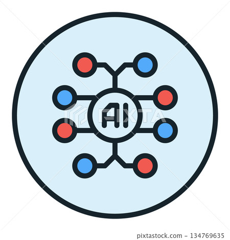 AI Brain vector Artificial Intelligence Smart Circuit Board colored round icon or logo element AI Brain vector Artificial Intelligence Smart Circuit Board colored round icon or logo element 134769635