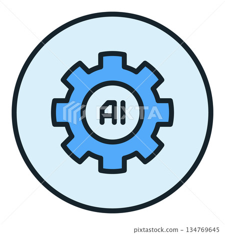 AI Gear vector Artificial Intelligence round colored icon or logo element AI Gear vector Artificial Intelligence round colored icon or logo element 134769645