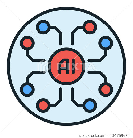 Artificial Intelligence technology vector AI colored round icon or design element Artificial Intelligence technology vector AI colored round icon or design element 134769671