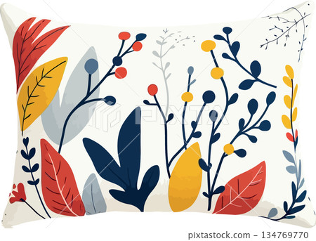 Vsai pillow with bright colorful botanical floral pattern Vsai pillow with bright colorful botanical floral pattern 134769770