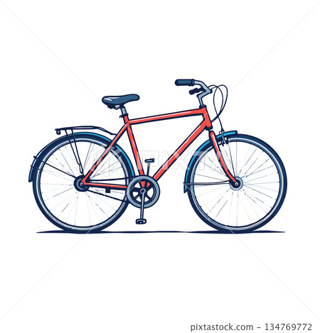 Vsai red city bike illustration for urban cycling concept Vsai red city bike illustration for urban cycling concept 134769772
