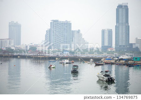 View of The Koh Loi Sriracha with the speedboat and many boat. View of The Koh Loi Sriracha with the speedboat and many boat. 134769875