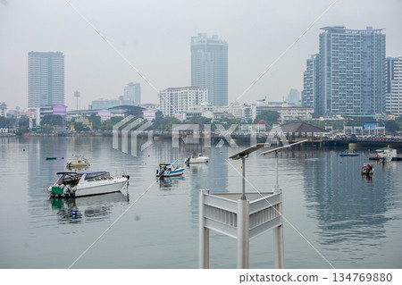 View of The Koh Loi Sriracha with the speedboat and many boat. View of The Koh Loi Sriracha with the speedboat and many boat. 134769880