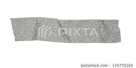 Glitter tape strip in silver color with a sparkling, shimmering surface, background transparent on isolated 134770284