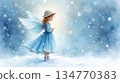 Angel standing in the snow 134770383