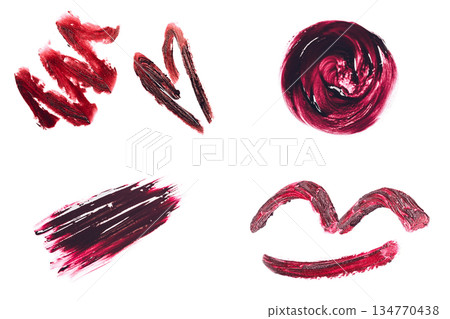 Set of smears made with red lipstick 134770438