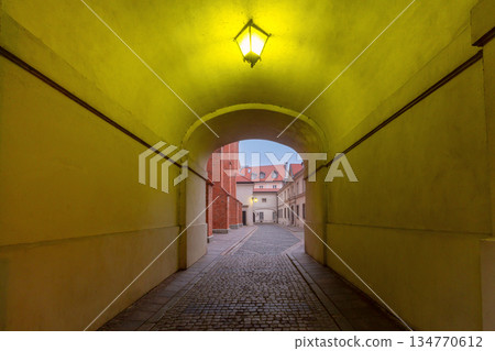 Historic Passage in Old Town Warsaw Poland 134770612