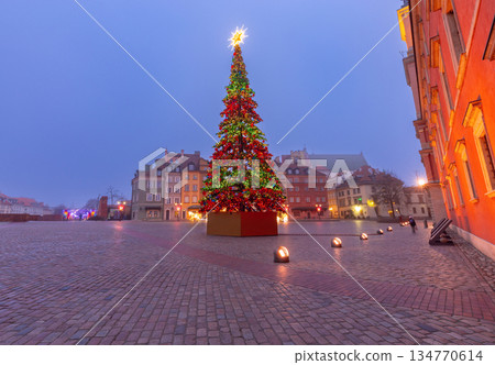 Christmas Tree at Castle Square in Warsaw Poland 134770614