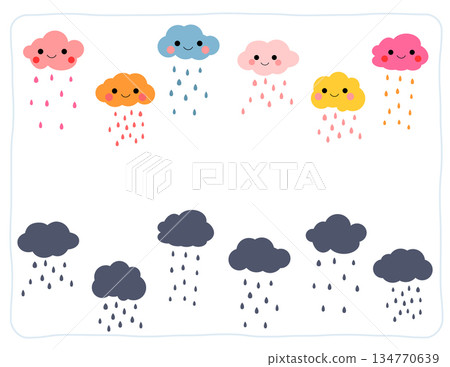 Find the correct shadow - cute clouds and rain matching game for children learning to distinguish different shapes and silhouettes, Kids educational game, matching activity Find the correct shadow - cute clouds and rain matching game for children learning to distinguish different shapes and silhouettes, Kids educational game, matching activity 134770639