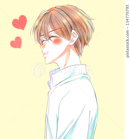 Man in white shirt, big smile, love 134770795