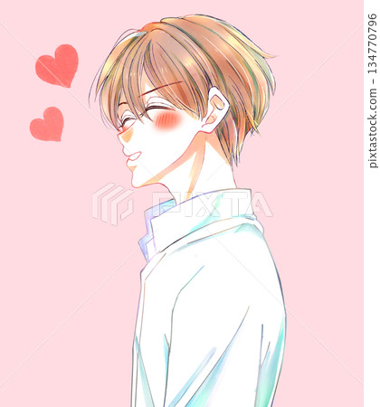 Man in white shirt, big smile, love 134770796