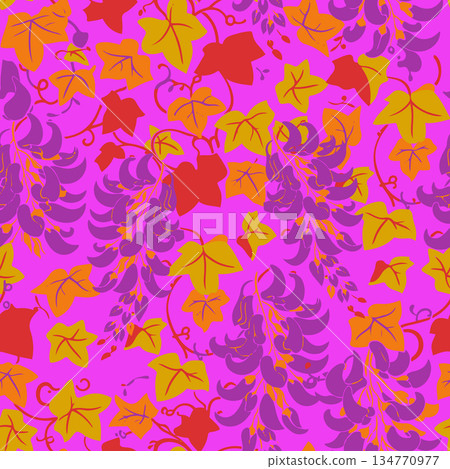 High resolution seamless botanical pattern featuring wisteria and ivy. Perfect for fashion apparel, luxury wallpaper, home decor, and commercial fabric. High resolution seamless botanical pattern featuring wisteria and ivy. Perfect for fashion apparel, luxury wallpaper, home decor, and commercial fabric. 134770977