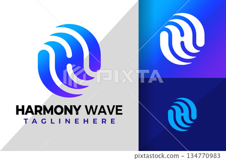 Letter H Wave Blue Logo Design Element Stock Vector Illustration Template 134770983