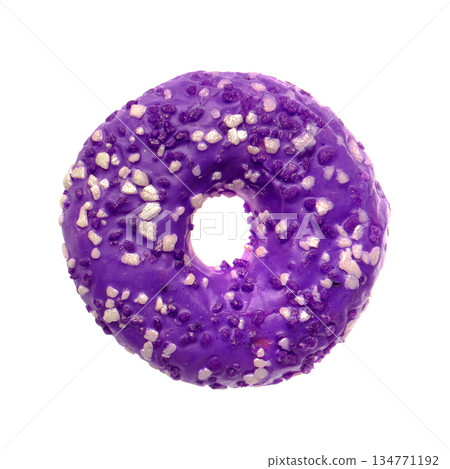 One appetizing American donut on white background isolated One appetizing American donut on white background isolated 134771192