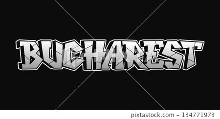 Bucharest city name in graffiti style typography Bucharest city name in graffiti style typography 134771973
