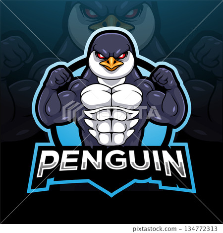 Penguin esport mascot logo design 134772313