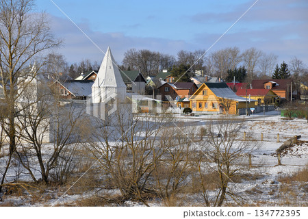 Suzdal, Russia, Pokrovsky Monastery and typical Suzdal street 134772395