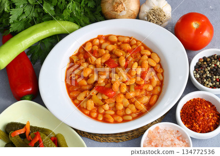 Traditional delicious Turkish foods; Dried bean (Kuru fasulye). Traditional delicious Turkish foods; Dried bean (Kuru fasulye). 134772536