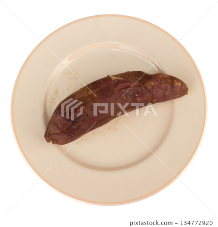 Japanese sweet potato on a plate isolated on white background 134772920
