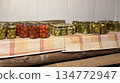 Homemade preserved vegetables in cellar 134772947