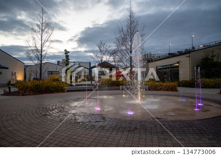 Beautiful evening scenery of Okayama city, Okayama prefecture, Japan 134773006